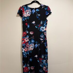 Betsey Johnson Black Midi Dress with Floral Print